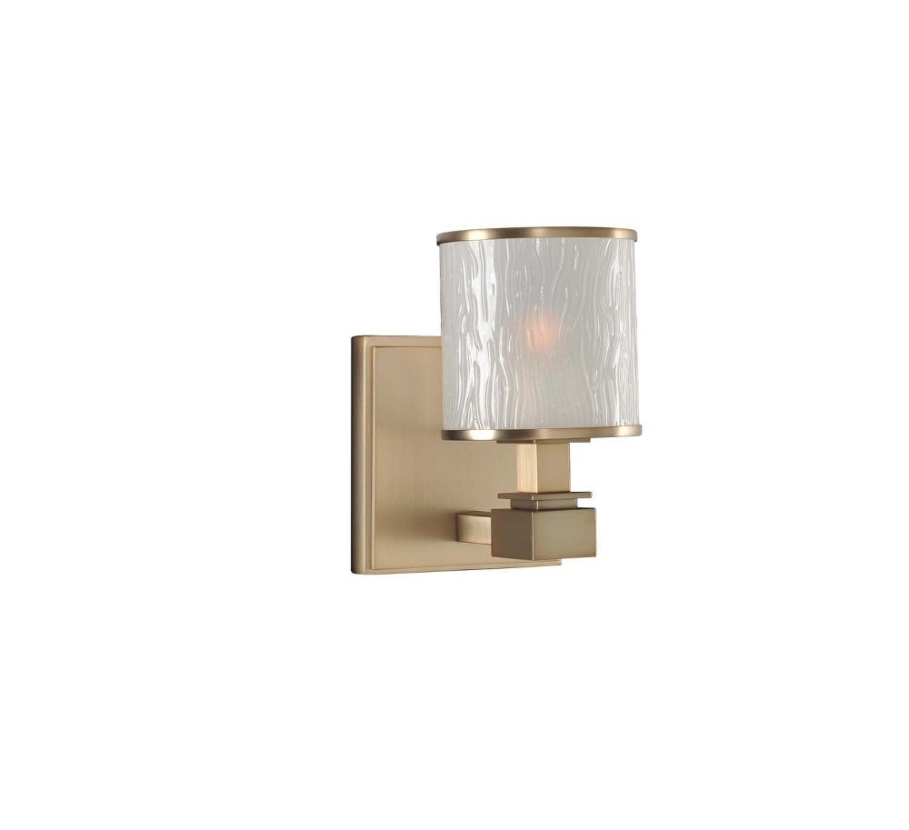 Kalco Lighting-313531BRB-Destin - One Light Bath Vanity Brushed Bronze  Chrome Finish with Seeded Glass