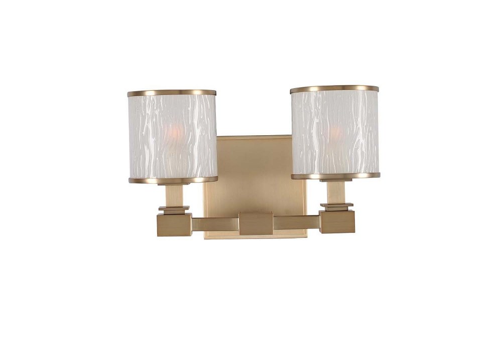 Kalco Lighting-313532BRB-Destin - Two Light Bath Vanity Brushed Bronze  Chrome Finish with Seeded Glass