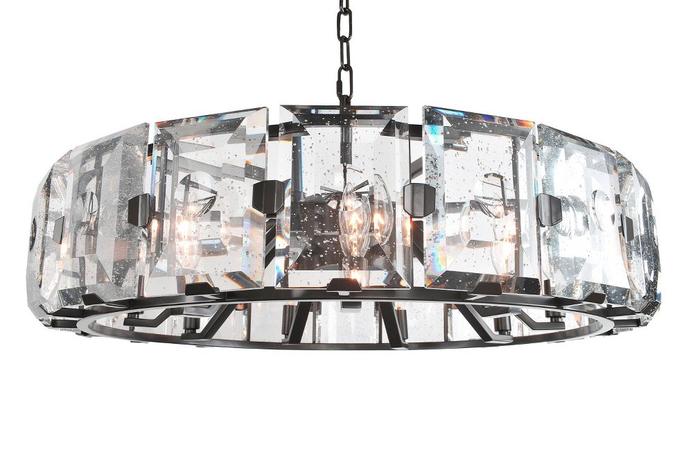 Kalco Lighting-390454DB-Giada - Nine Light Pendant Dark Bronze  Stainless Steel Finish with Clear Seeded Glass