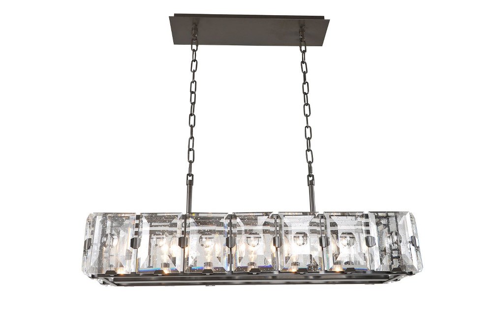 Kalco Lighting-390465DB-Giada - Seven Light Island Dark Bronze  Stainless Steel Finish with Clear Seeded Glass