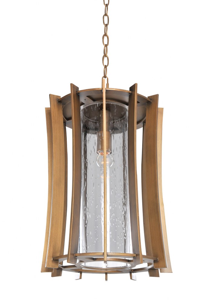 Kalco Lighting-400651MZ-Ronan - One Light Outdoor Medium Hanging Lantern Modern Bronze  Modern Bronze Finish with Clear Seeded Glass