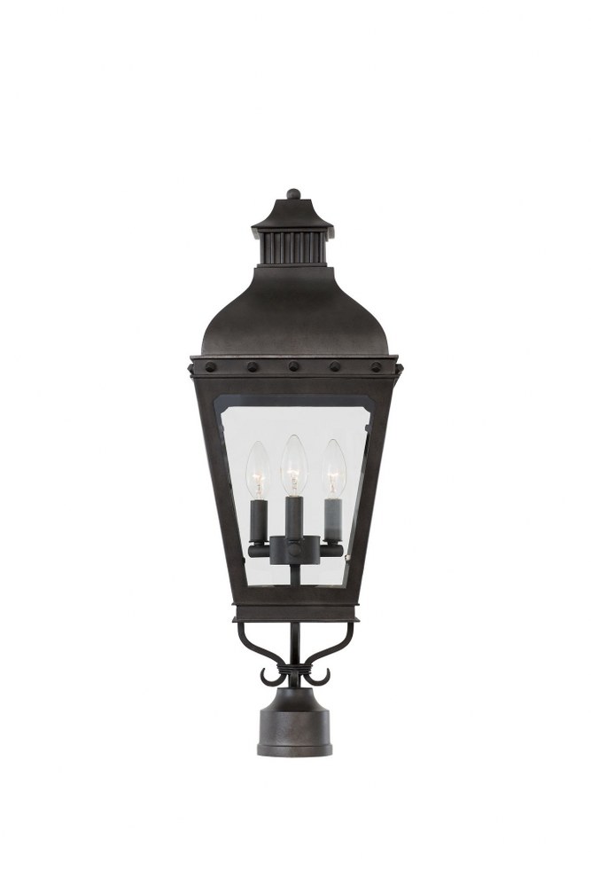 Kalco Lighting-403300AI-Winchester - Three Light Outdoor Medium Post/Pier Mount   Aged Iron Finish with Clear Glass