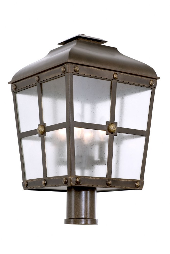 Kalco Lighting-403400AGB-Sherwood - Four Light Outdoor Large Post/Pier Mount   Aged Bronze Finish with Clear Seeded Glass