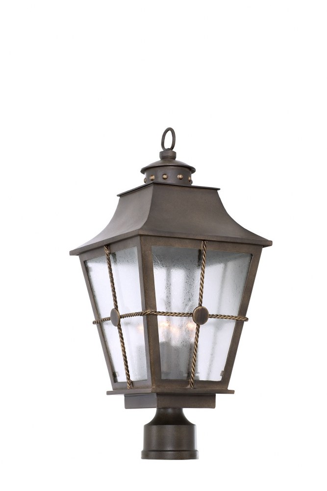 Kalco Lighting-403500AGB-Belle Grove - Four Light Outdoor Medium Post/Pier Mount   Aged Bronze Finish with Clear Seeded Glass