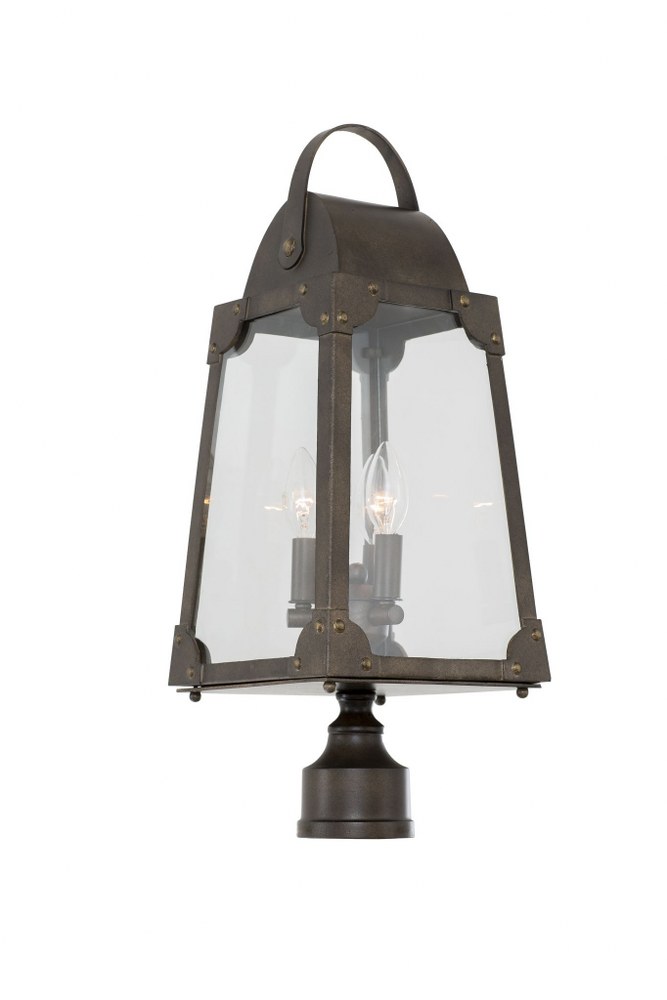 Kalco Lighting-403700AGB-Arlington - Three Light Outdoor Medium Post/Pier Mount   Aged Bronze Finish with Clear Glass