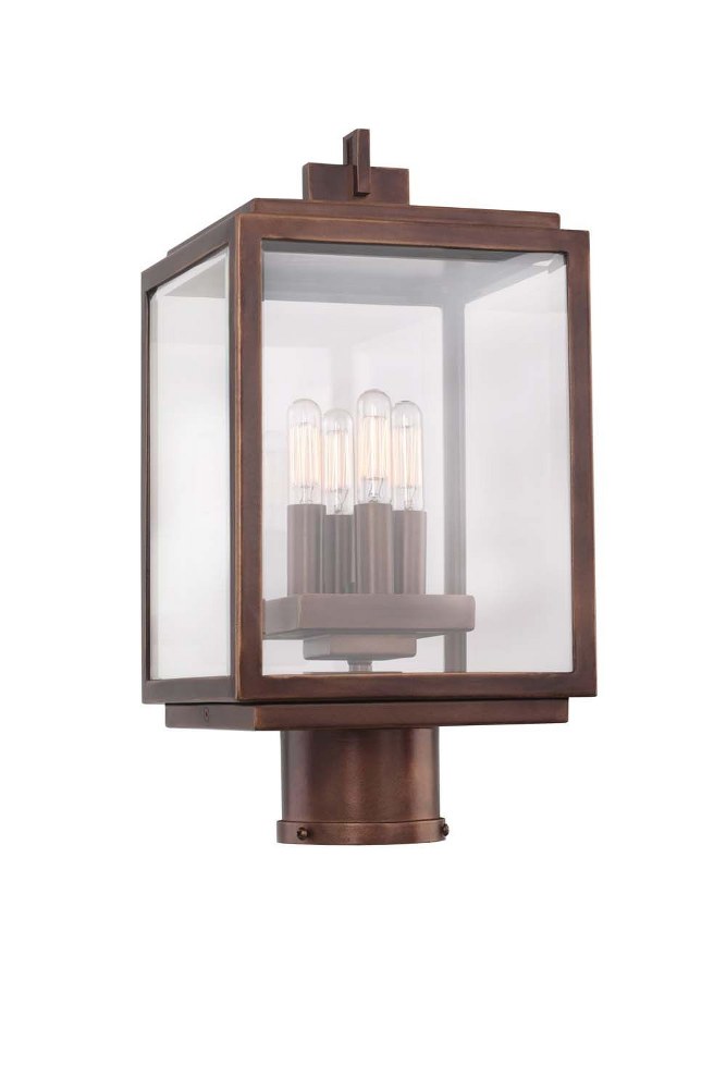 Kalco Lighting-403800CP-Chester - Four Light Outdoor Pier/Post Mount   Copper Patina Finish with Clear Glass