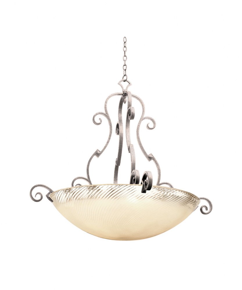 Kalco Lighting-4243PS/ALAB-Ibiza - 6 Light Pendant Pearl Silver Alabaster Antique Copper Finish with White Alabaster Bowl Glass