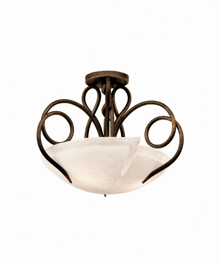 Kalco Lighting-4288AC/FROST-Tribecca - 3 Light Semi-Flush Mount  Frst: Frost Antique Copper Finish with Frost Glass