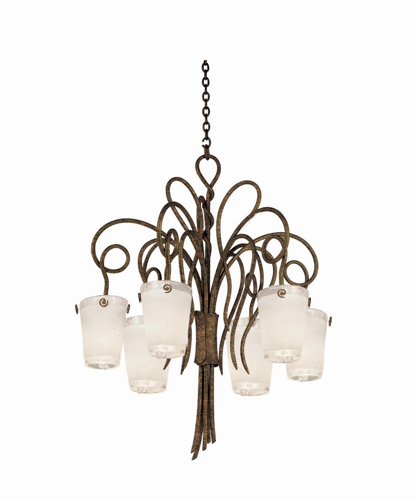 Kalco Lighting-4289AC/ANTQ-Tribecca - 6 Light Chandelier Antique Copper Antique Filigree Pearl Silver Finish with Antique Filigree Glass