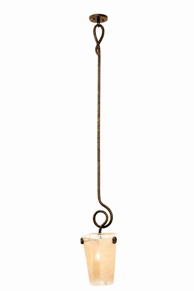 Kalco Lighting-4301AC/FROST-Tribecca - 1 Light Large Pendant Antique Copper Frosted Pearl Silver Finish with Antique Filigree Glass