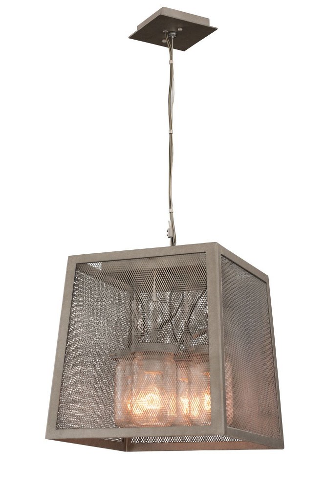 Kalco Lighting-500051CI-Highland - Four Light Pendant   Country Iron Finish with Clear Seeded Glass