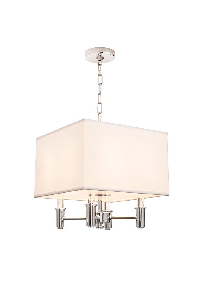 Kalco Lighting-500570CH-DuPont - Four Light Square Convertible Pendant   Chrome Finish with White Fabric Shade