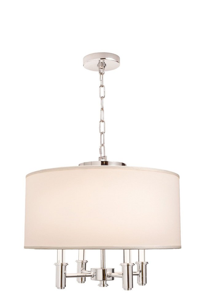 Kalco Lighting-500571CH-DuPont - Four Light Round Convertible Pendant   Chrome Finish with White Fabric Shade