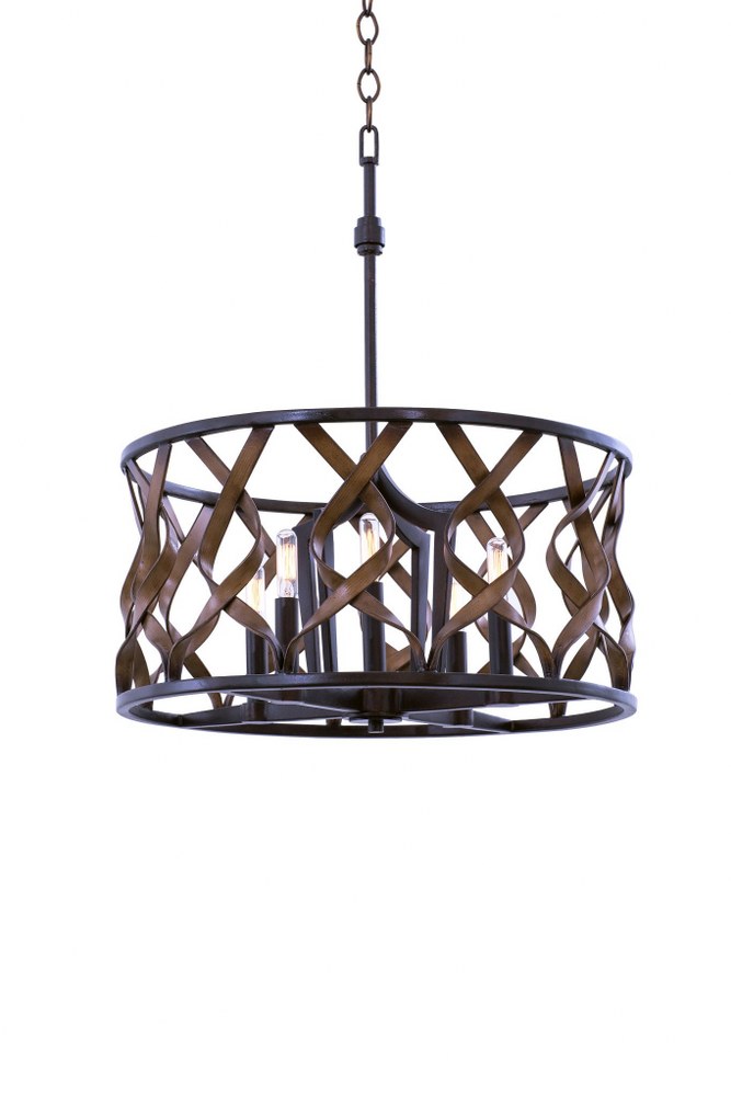 Kalco Lighting-501851MC-Soho - Five Light Round Pendant   Milk Chocolate Finish