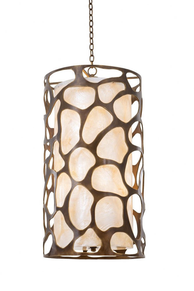 Kalco Lighting-501952CP-Gramercy - Six Light Foyer   Copper Patina Finish with Amber Glass