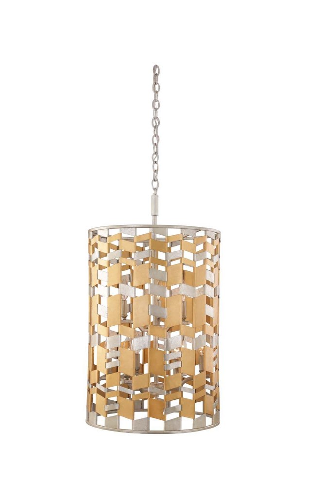 Kalco Lighting-503952JM-Broadway - Nine Light Foyer   Jewel Metallic/Silver Leaf/Gold Leaf Finish