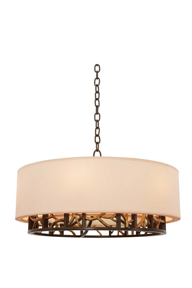 Kalco Lighting-504152BZG-Hudson - Six Light Pendant   Antique Bronze/Anqitue Gold Finish with Opal Glass