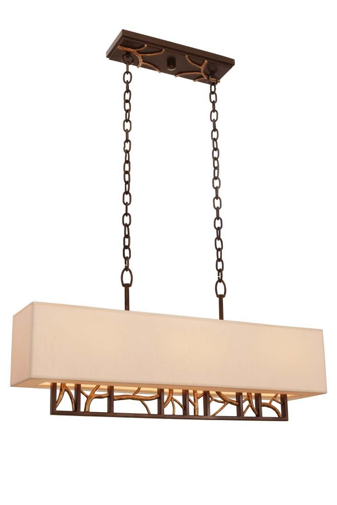 Kalco Lighting-504160BZG-Hudson - Six Light Island   Antique Bronze/Anqitue Gold Finish with Opal Glass