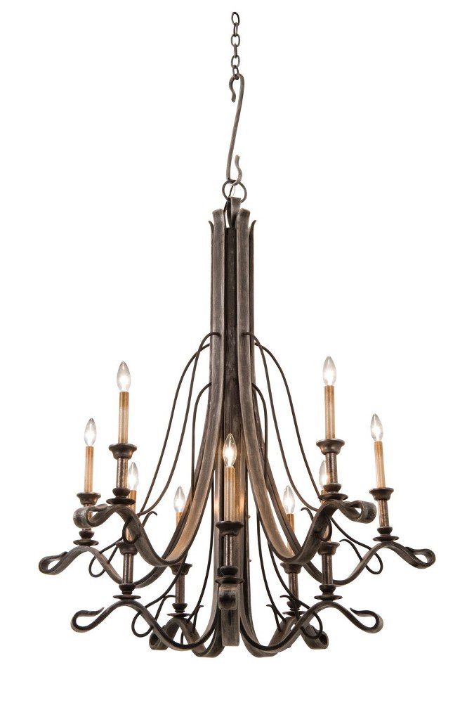 Kalco Lighting-5107RM-Keller - Ten Light Chandelier Royal Mahogany  Vintage Iron Finish