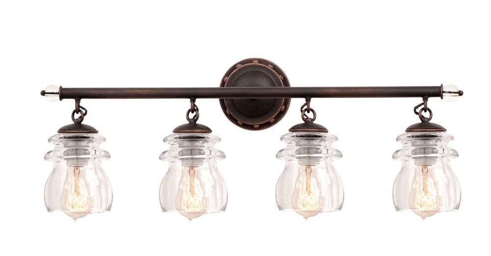 Kalco Lighting-6314AC-Brierfield - Four Light Bath Vanity   Antique Copper Finish with Clear Glass