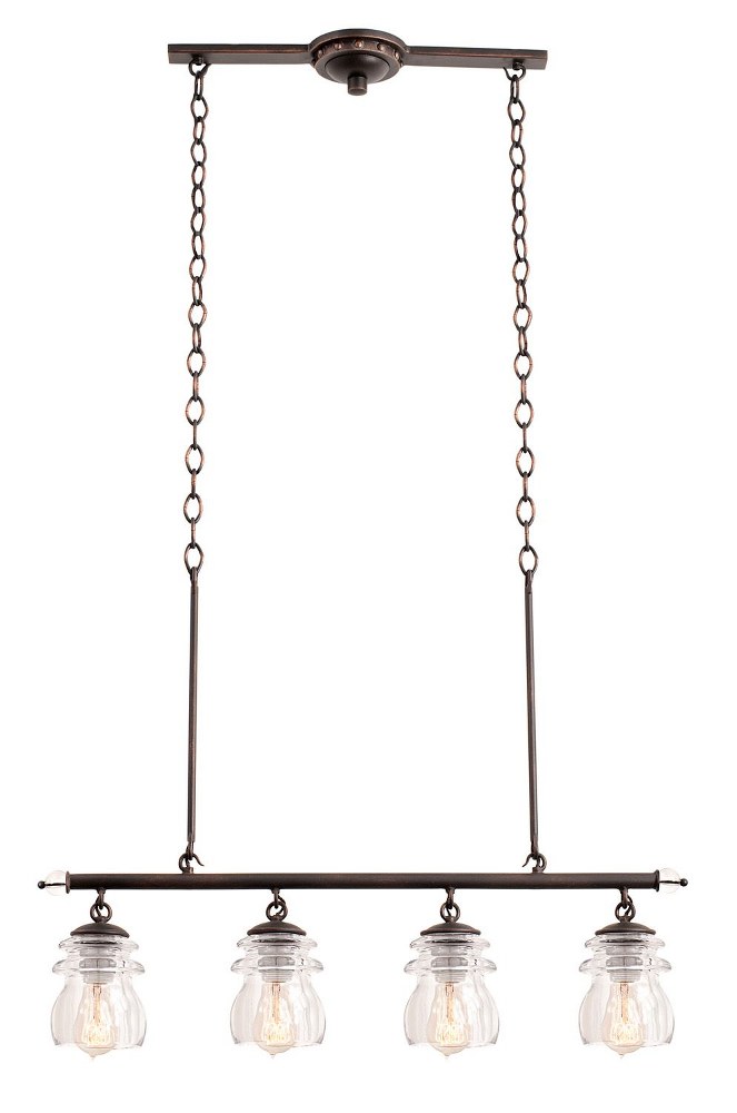 Kalco Lighting-6315AC-Brierfield - Four Light Island   Antique Copper Finish with Clear Glass