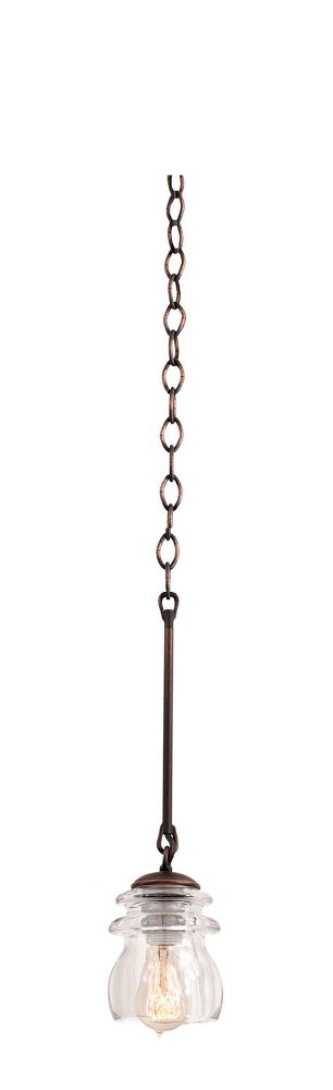 Kalco Lighting-6316AC-Brierfield - One Light Mini Pendant   Antique Copper Finish with Clear Glass