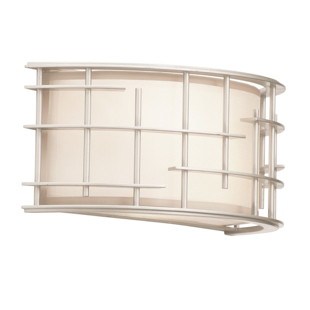 Kalco Lighting-6480TS-Atelier - Two Light Horizontal Wall Sconce   Tarnished Silver Finish with Clear Organza Fabric Shade