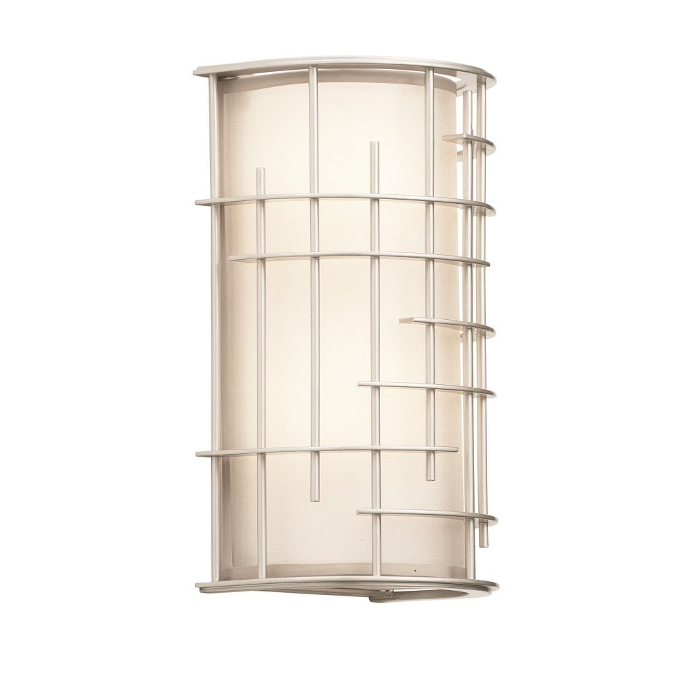 Kalco Lighting-6481TS-Atelier - Two Light vertical Wall Sconce   Tarnished Silver Finish with Clear Organza Fabric Shade