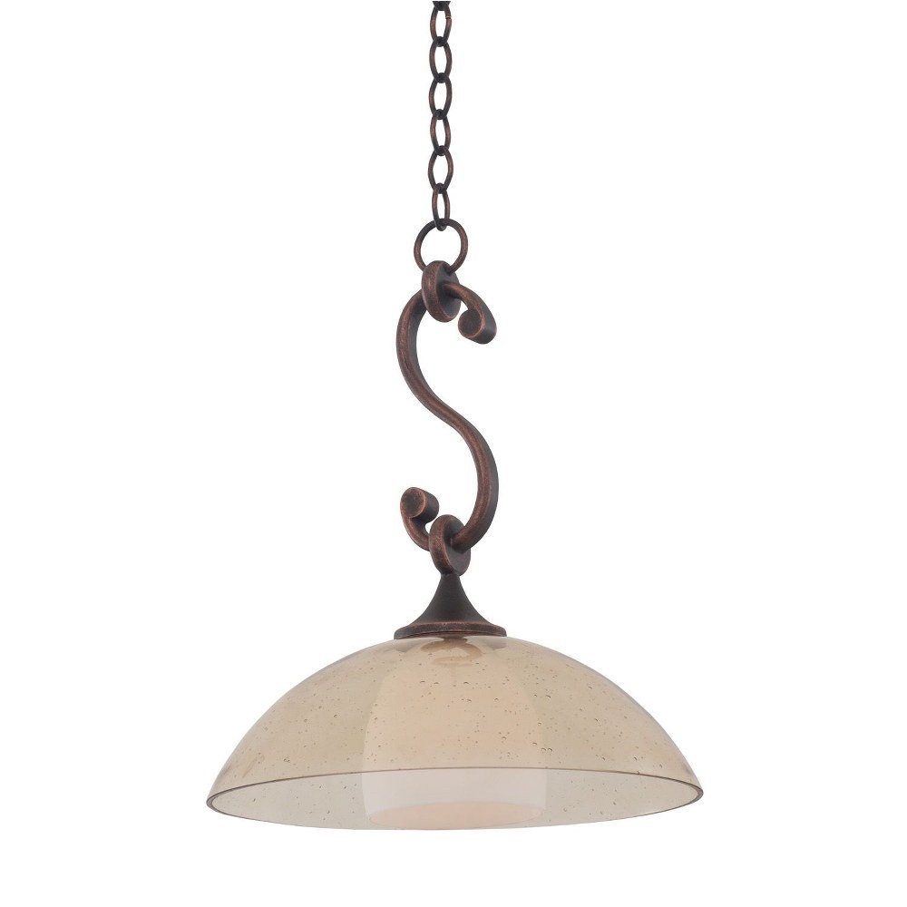 Kalco Lighting-6495AC-Arroyo - One Light Pendant   Antique Copper Finish with Antique/Frosted Glass