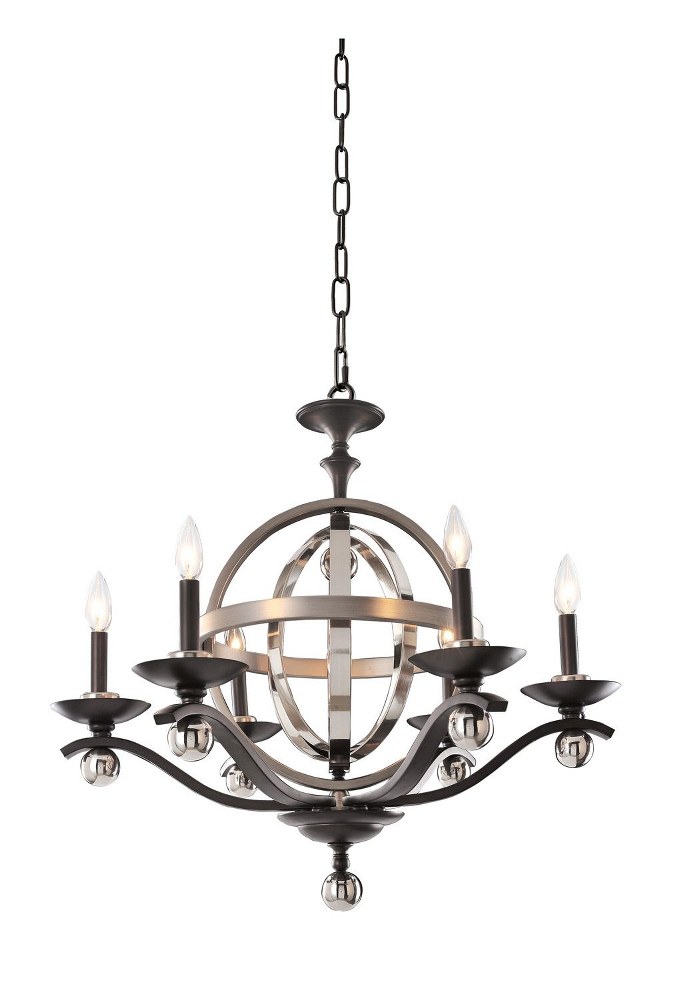 Kalco Lighting-6597PSN-Rothwell - Six Light Chandelier   Polished Satin Nickel Finish