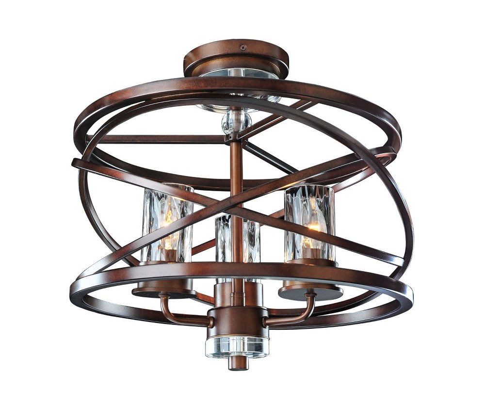 Kalco Lighting-6605EZ-Eternity - Three Light Semi-Flush Mount   Etruscan Bronze Finish with Clear Glass