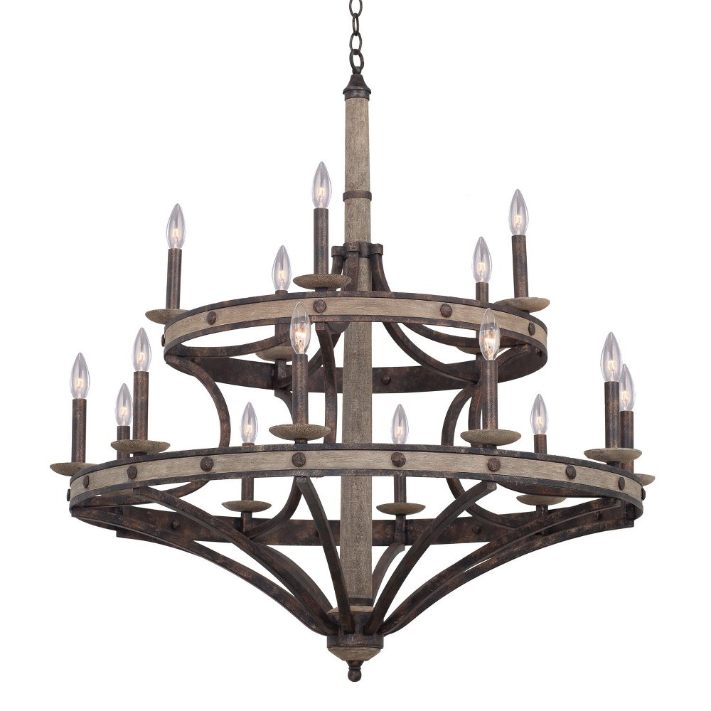 Kalco Lighting-7040FG-Coronado - Fifteen Light 2-Tier Round Chandelier   Florence Gold Finish