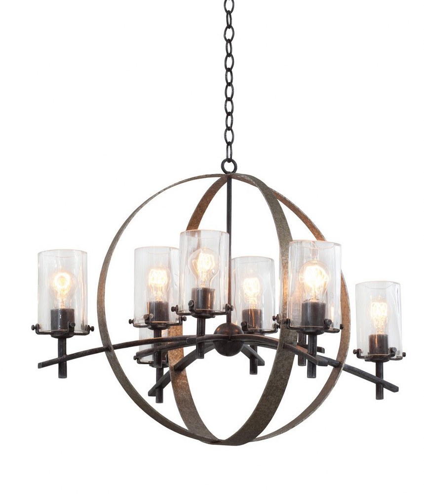 Kalco Lighting-7098VI-Irvine - Eight Light Chandelier   Vintage Iron Finish with Clear Glass