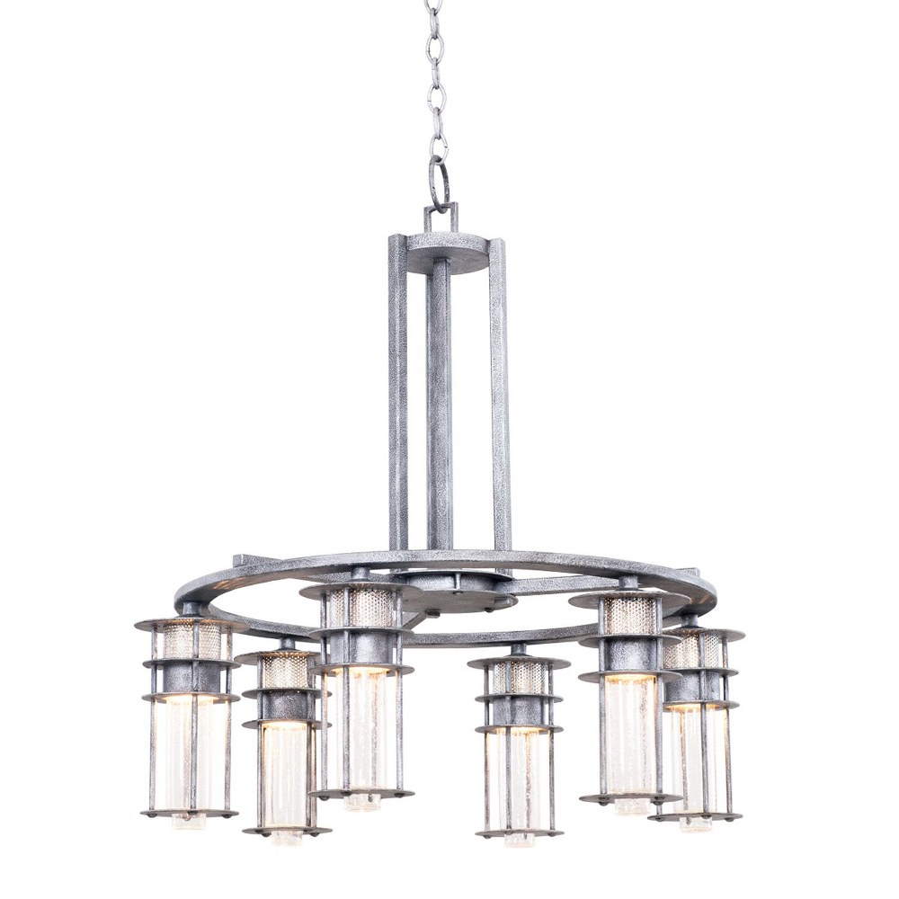 Kalco Lighting-7297RI-Anchorage - Six Light Chandelier   Rugged Iron Finish with Clear Seeded Glass