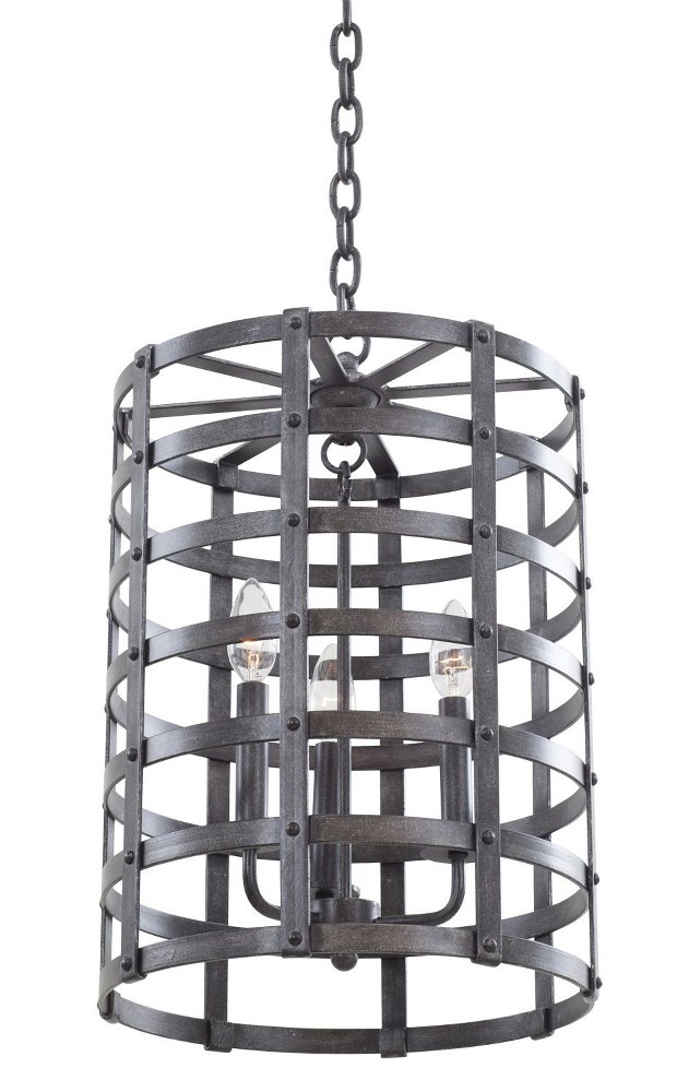 Kalco Lighting-7403VI-Townsend - 20.25 Inch Three Light Hanging Lantern   Vintage Iron Finish