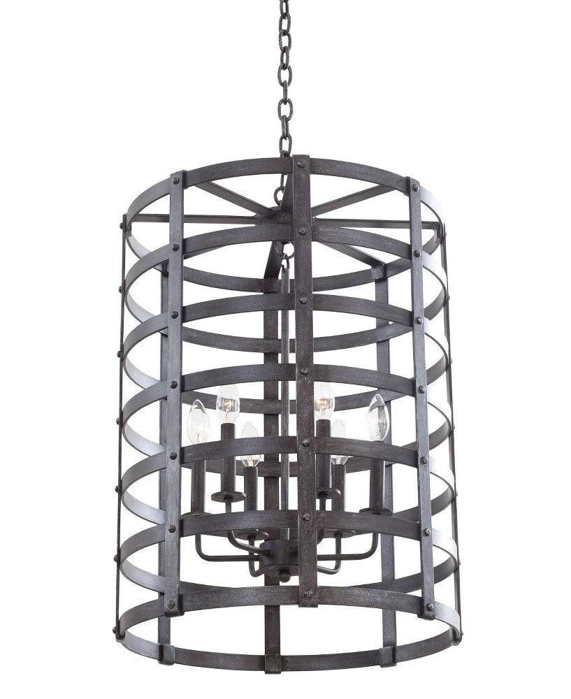 Kalco Lighting-7404VI-Townsend - 29.25 Inch Six Light Hanging Lantern   Vintage Iron Finish