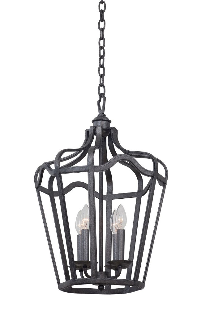 Kalco Lighting-7414CL-Livingston - 14 Inch Six Light Small Hanging Lantern   Charcoal Finish