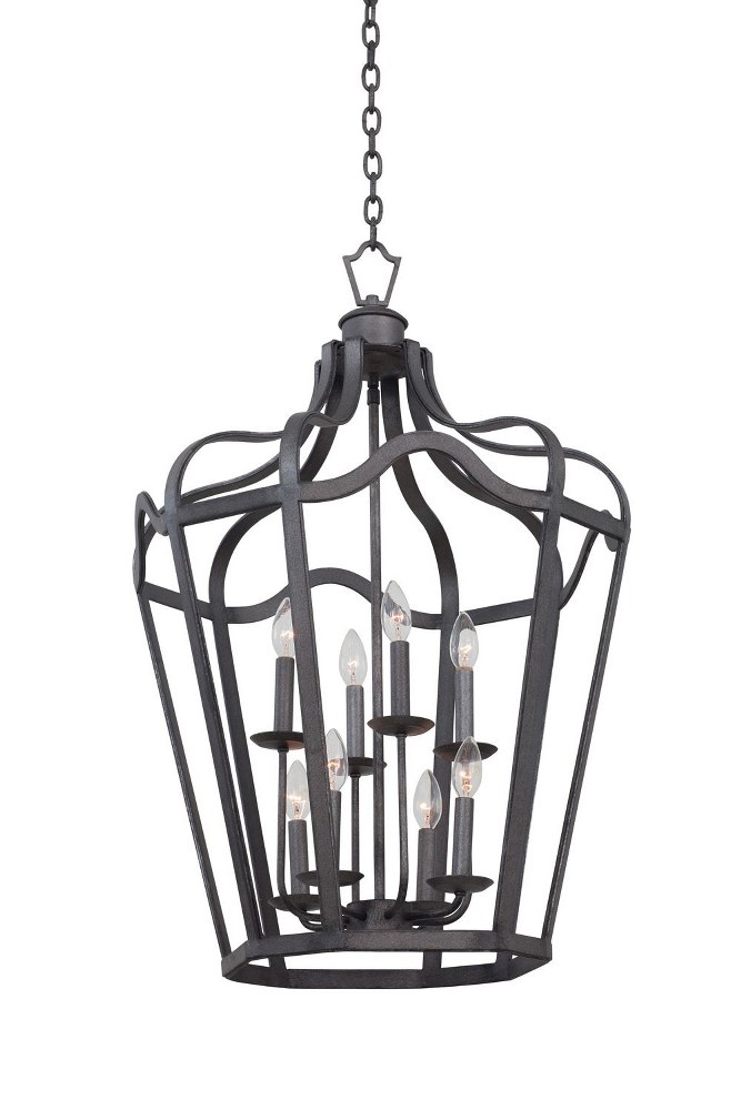 Kalco Lighting-7415CL-Livingston - 22 Inch Six Light Medium Hanging Lantern   Charcoal Finish