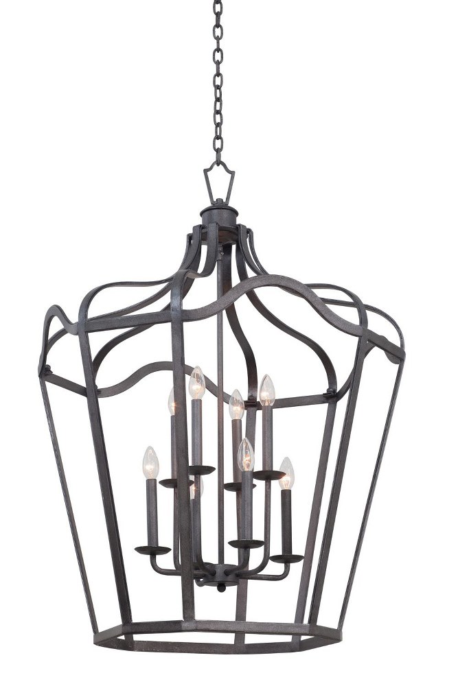 Kalco Lighting-7416CL-Livingston - 28 Inch Six Light Large Hanging Lantern   Charcoal Finish