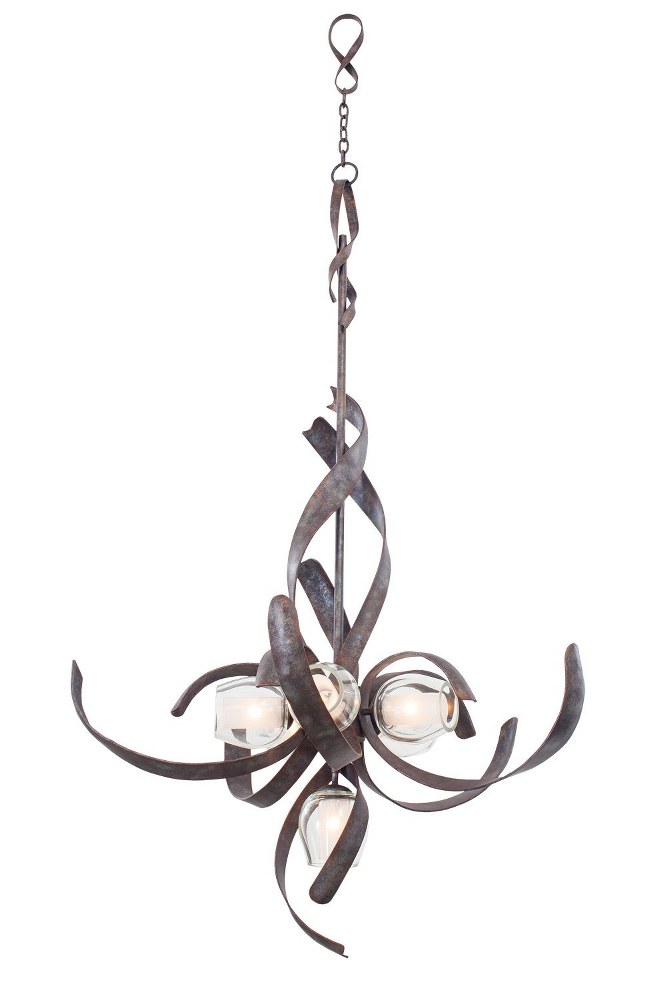 Kalco Lighting-7540OC-Solana - 66 Inch Six Light Chandelier   Oxidized Copper Finish with Clear/White Frosted Glass