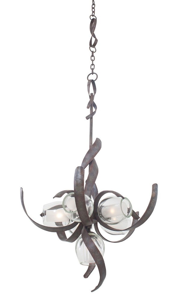 Kalco Lighting-7551OC-Solana - 46 Inch Six Light Chandelier   Oxidized Copper Finish with Clear/White Frosted Glass