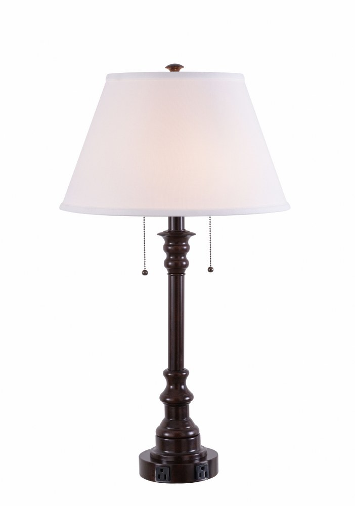 Kenroy Lighting-30437BRZ-OOR-Spyglass - 2 Light Double Outlet Table Lamp   Oil Rubbed Bronze Finish with White Fabric Shade
