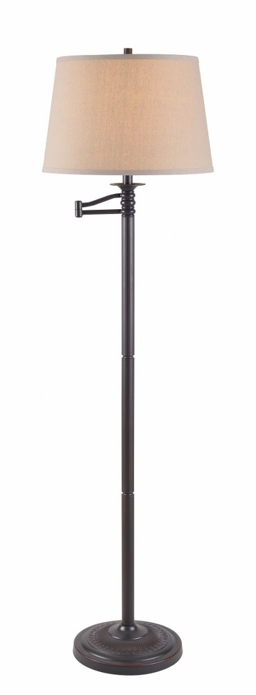 Kenroy Lighting-32215CBZ-Riverside - One Light Swing Arm Floor Lamp   Copper Bronze Finish with Oatmeal Tapered Shade