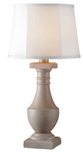 Kenroy Lighting-32223COQN-Patio - One Light Outdoor Table Lamp   Coquina Finish with Clear Glass with Gray Tweed Shade