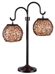 Kenroy Lighting-32245BRZ-Castillo - Two Light Outdoor Table Lamp   Bronze Finish with Cream Acrylic Glass