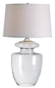 Kenroy Lighting-32260CLR-Apothecary - One Light Table Lamp   Clear Finish with White Tapered Shade