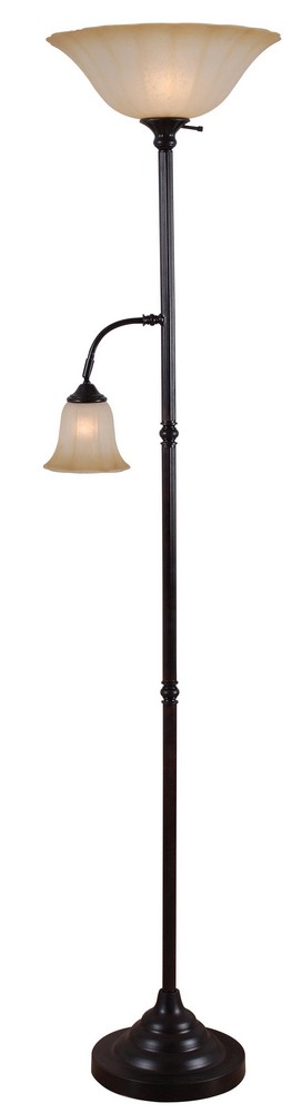 Kenroy Lighting-32264GBRZ-Jubilee - Two Light Torchiere   Golden Bronze Finish with Amber Scavo Glass
