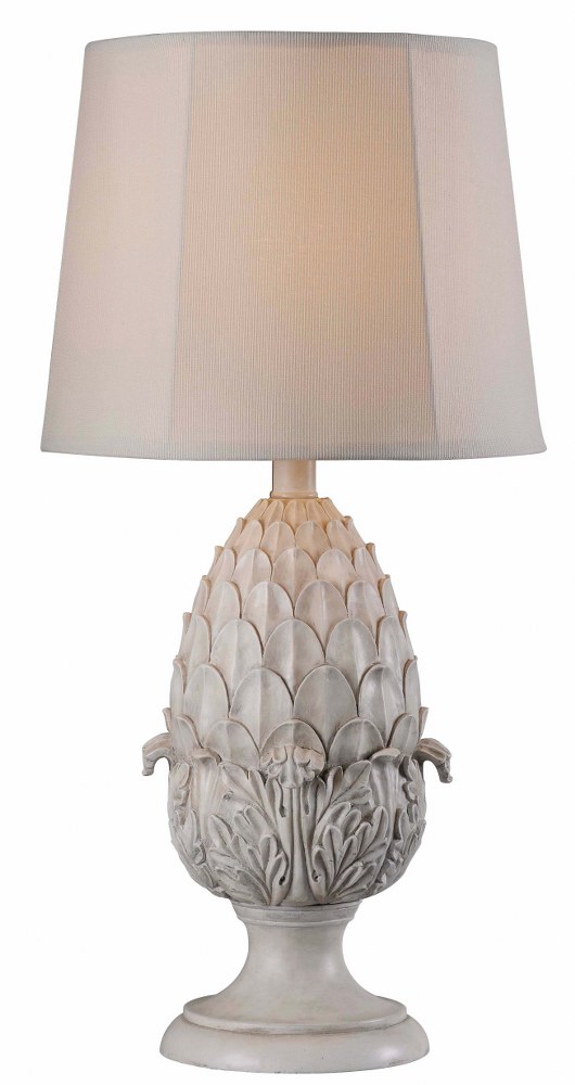 Kenroy Lighting-32487RW-Artichoke - 1 Light Table Lamp   Roman White Finish with Off-White Tapered Fabric Shade