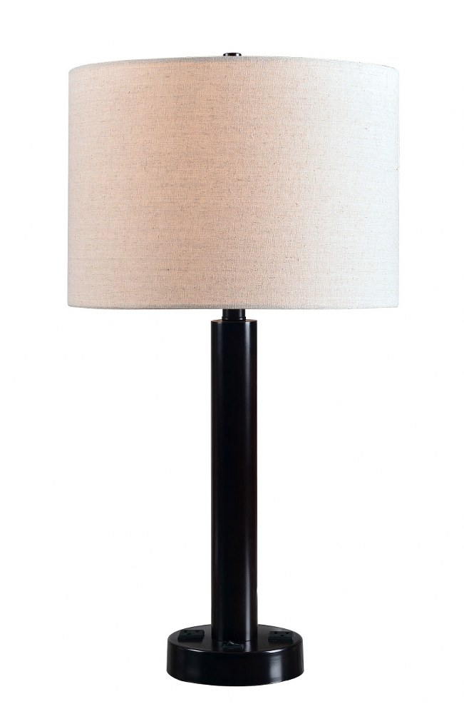 Kenroy Lighting-32698ORB-Hemlock - 1 Light Double Outlet Table Lamp   Oil Rubbed Bronze Finish with Cream Linen Fabric Shade
