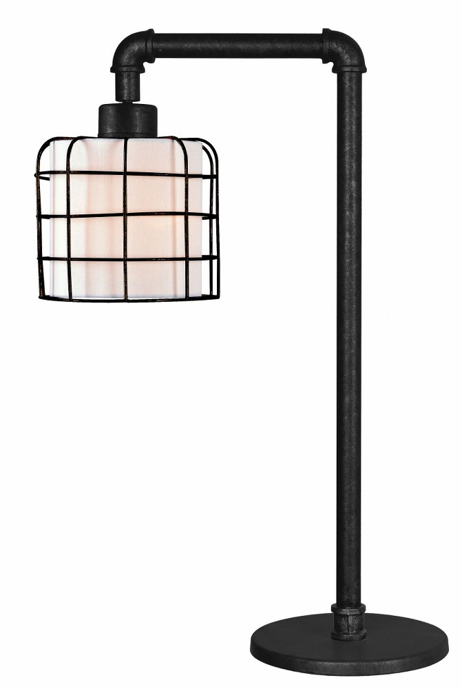 Kenroy Lighting-32773BRZG-Alcatraz - 1 Light Table Lamp   Bronze Graphite Finish with White Drum Fabric Shade
